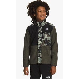 The North Face Forrest Green Mash Up Camo Fleece Jacket Youth Boy's Size XL